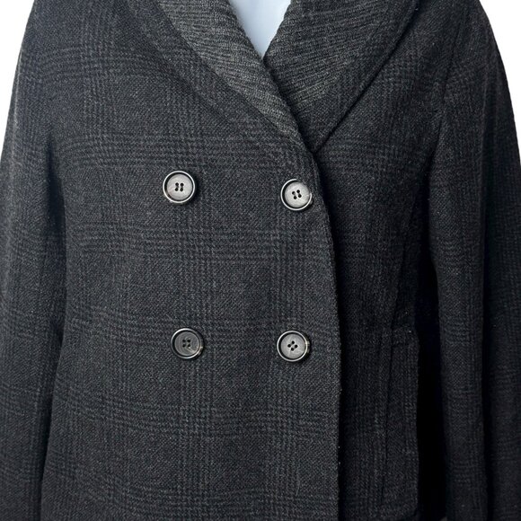 J Crew Sasha Peacoat Gray Plaid Wool Blend Capsule Cozy Academia Career Chic 0 - Picture 5 of 11